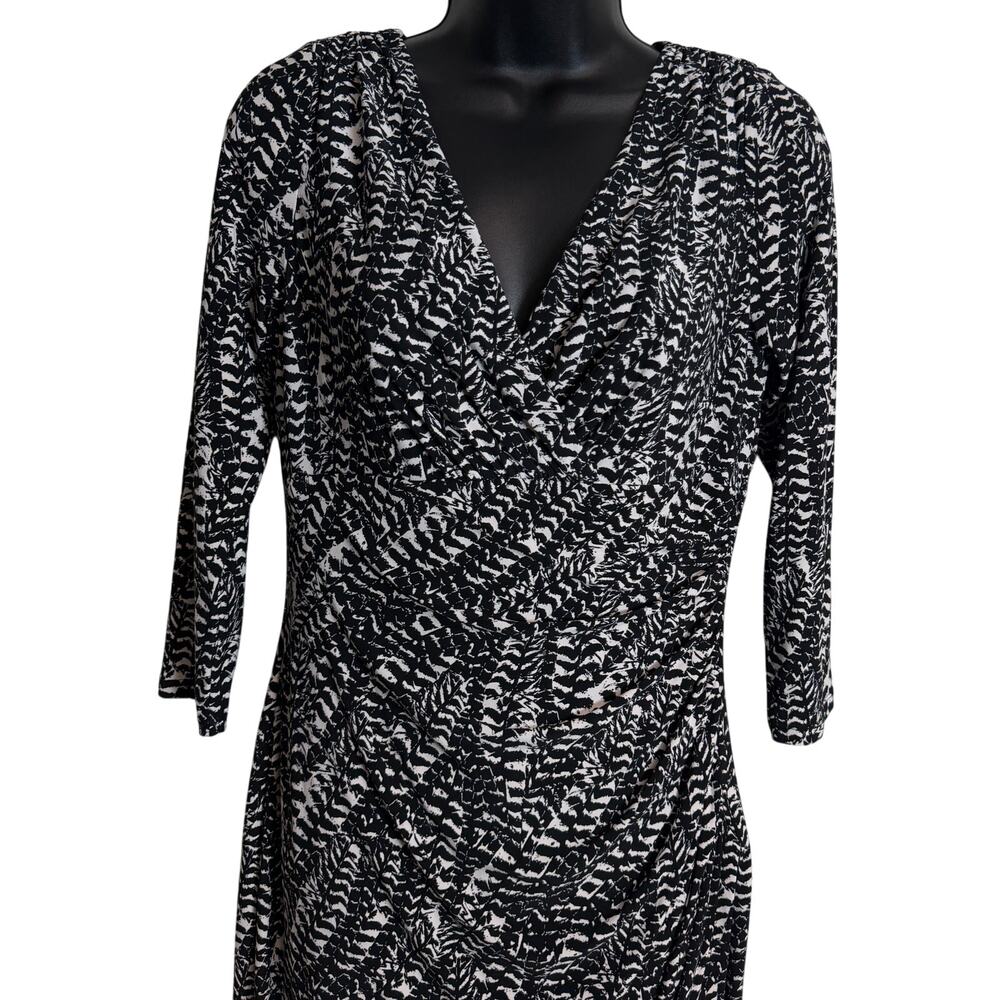 Lauren Ralph Lauren Women Sheath Dress Size 6 Black White 3/4 Sleeve Stretch New - Picture 2 of 12